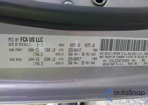 2015 Jeep Compass High Altitude Edition from USA, damaged, VIN 1C4NJDEB5FD304091